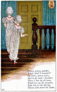 Illustration för "Gåsig, gåskön, vart ska jag vandra", Kate Greenaway 1846-1901