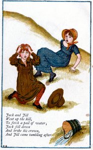 Illustration för "Jack och Jill gick uppför kullen", Kate Greenaway 1846-1901 av Catherine Greenaway