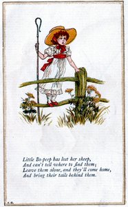Illustration för "Lilla Bo-Peep har förlorat sina får", Kate Greenaway