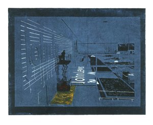 Settled Cultivation, 2015 (laserskuren lino, linoleumsnitt och traditionell etsning) av Catherine Sutcliffe-Fuller