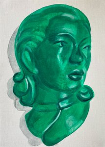 Conceal, 2021 (olja på papper) av Cathy Lomax