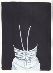 The Girl Upstairs 1, baksida, 2012 (olja och akryl på papper) av Cathy Lomax