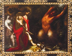 Apollo och Marsyas, ca 1650, Francesco Montelatici känd som Cecco Bravo (1601-1661), olja på duk.