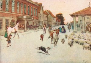 När solen gick ner. . . Vi stannade till på Principal Hotel på Market Place av Cecil Charles Windsor Aldin