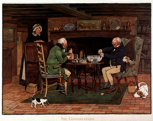 Connoisseurs Två engelska förbereder punch. Akvarell av Cecil Aldin av Cecil Charles Windsor Aldin