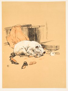 Besvikelse över att inte hitta chokladen, från A Gay Dog, Story of a Foolish Year Aldin, Cecil Charles Windsor (1870-1935), publicerade William Heineman, 1905. 1st Edition, Illustration, Chalk and C av Cecil Charles Windsor Aldin