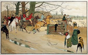 Gravyr av Cecil Aldin (1870 -?), England. Coll. Del av Cecil Charles Windsor Aldin
