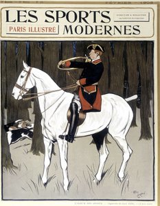 Jakt (en man till häst som uppmuntrar hundar) Omslag "" Modern Sports"" 02/1906 av Cecil Charles Windsor Aldin