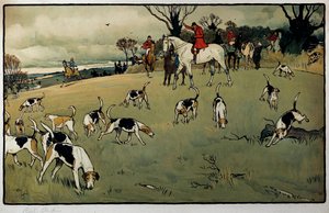 Hunting Scene, A Trail Watercolor av Cecil Aldin (1870-1935) Privat samling från 1800-talet av Cecil Charles Windsor Aldin