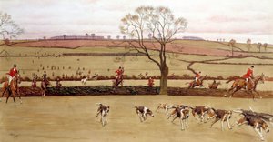 Jaktscen, besättningen Alicestone Watercolor av Cecil Aldin (1870-1935) 1800-talets privatsamling av Cecil Charles Windsor Aldin