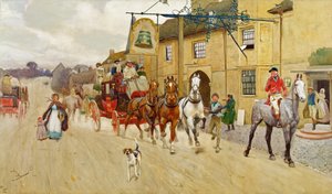 The Great North Road, The Bell at Stilton av Cecil Charles Windsor Aldin