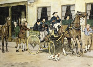 Pickwickianerna startar från Bull Hotel i Rochester av Cecil Charles Windsor Aldin