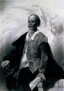 Porträtt av Miguel de Cervantes Saavedra (Alcala de Henares av Celestin Francois Nanteuil