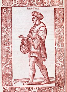 "Turkisk livegenkostym" från "" Av gamla och moderna vanor "1590 (gravyr) av Cesare (after) Vecellio