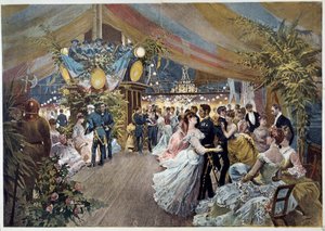 En boll ombord på en liner Illustration av Cesare Detti (1847-1914) 1800-talets Paris, Musee Carnavalet