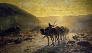 I öknen, målning av Cesare Biseo (1843-1909)