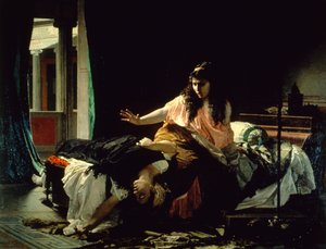 Episod in life of Fabiola, av Cesare Maccari (1840-1919), olja på duk