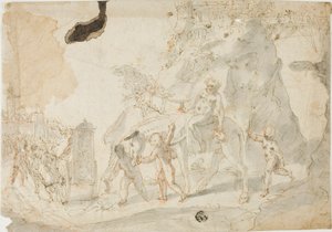 Bacchus triumf med den berusade Silenus på åsna av Cesare Pollini
