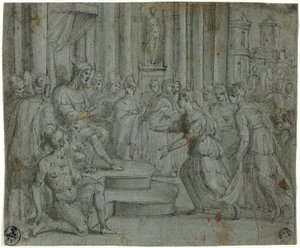 Salomo tar emot drottningen av Saba av Cesare Rossetti