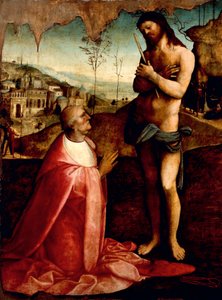 Kristus lidande och kardinal Oliviero Carafa i bön, av Cesare da Sesto (1477-1523)