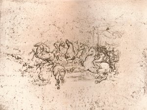 Kopia av en del av tecknad serie av slaget vid Anghiari, c1505-c1523 1883 av Cesare da Sesto