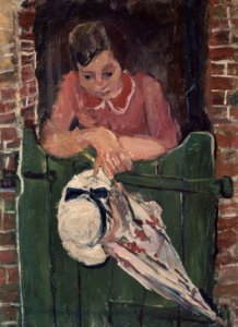 KVINNA MED PARAPLY - S XX - FRANSK EXPRESSIONISM av Chaim Soutine