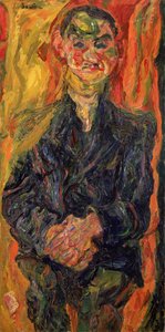 Man i blått, med en gul och röd bakgrund av Chaim Soutine