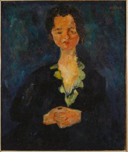 Porträtt av en kvinna med blå bakgrund, 1927 av Chaim Soutine