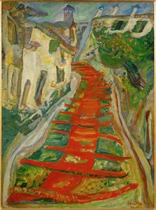 Röda trappor i Cagnes (målning på duk) av Chaim Soutine