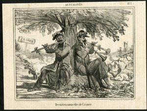 Illustration av Cham (1819-1879) i The Charivari - Senaste Krim-nyheterna - Krig, Musik, Crimee (Crimee War