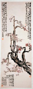 Röda plommonblommor, 1905 av Changshuo Wu