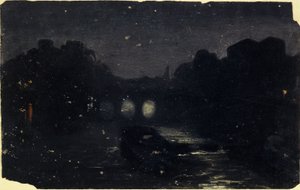 Effekt av natten vid Seine, ca 1870 (olja på duk) av Charles Emile Cuisin