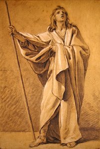 Studie av Saint Roch (svartvita krita på papper)