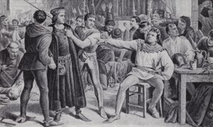 Lord Saye och Sele, på väg att halshuggas i Jack Cades uppror av Charles (after) Lucy