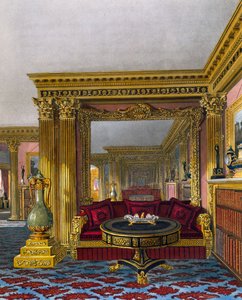 Gyldne tegnestue, gravering af William James Bennett (1787-1844), baseret på design af Charles Wild (1781-1835), fra The History of the Royal Residencesswed av Charles (after) Wild