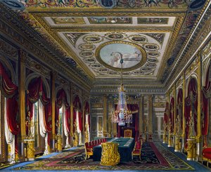 Throne Room, Indgravering af Thomas Sutherland (1785-1838), Baseret på design af Charles Wild (1781-1835), Fra The History of the Royal Residencesswed