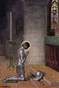 Joan of Arc: Before the Altar (färg litho) av Charles A. Buchel