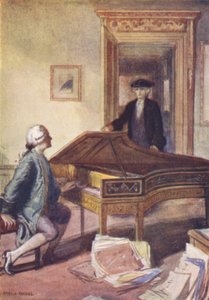 Mozart och den mystiske främlingen (litho i färg) av Charles A. Buchel