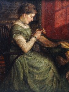Porträtt av en dam som sitter i en fåtölj av Charles A. Sheehan