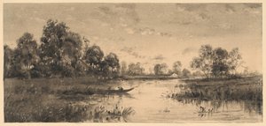 Kväll på en flod med en båtsman av Charles A. Walker