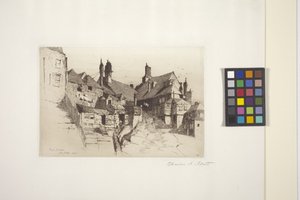 Rye, Sussex (etsning på papper) av Charles Adams Platt