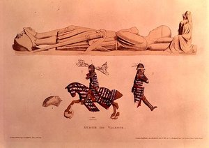Gravbild av riddaren Aymer De Valence, Earl of Pembroke (d.1324), pub. 1811 av Charles Alfred Stothard