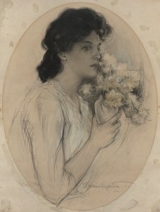 Flicka med blommor av Charles Allan Gilbert