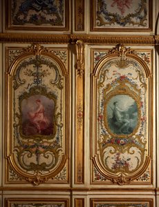 Målad panel av Charles-Andre Van Loo (1684-1745), Chateau de Fontainebleau, Frankrike