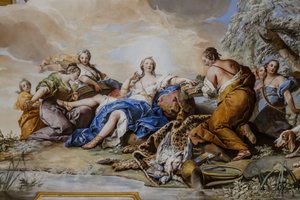 Resten av Diana bland nymfer, av Charles-Andre van Loo (1705-1765), fresk