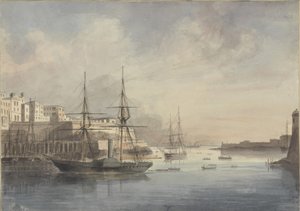 Utsikt på Malta, ca. 1849 av Charles Andrew Dyce