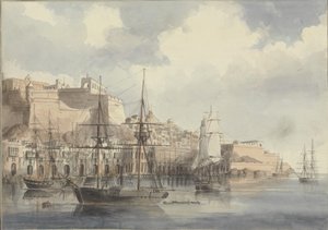 Utsikt på Malta, ca. 1849 av Charles Andrew Dyce