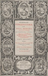 Frontispice för den evangeliska predikanten och den nya människans institution, 1622.