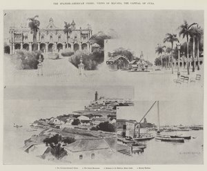 Den spansk-amerikanska krisen, utsikt över Havanna, Kubas huvudstad av Charles Auguste Loye