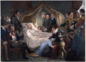 Napoleons död - Steuben, Charles de (1788-1856) - 1825 - Litografi, akvarell - 52,4x71,8 - Privat samling